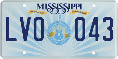MS license plate LVO043