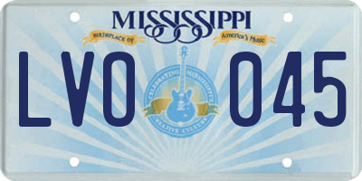 MS license plate LVO045
