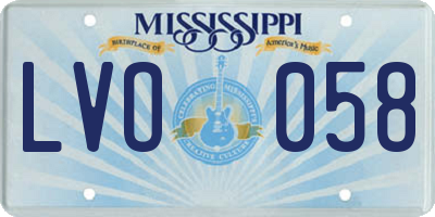 MS license plate LVO058