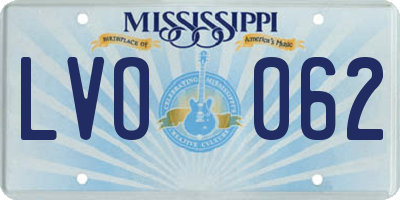 MS license plate LVO062