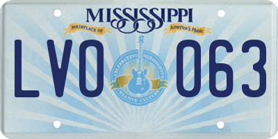 MS license plate LVO063