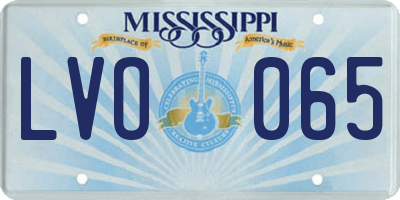 MS license plate LVO065