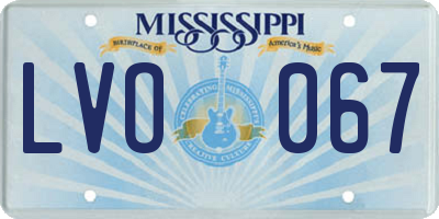 MS license plate LVO067