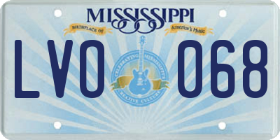 MS license plate LVO068