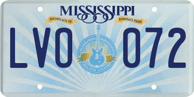 MS license plate LVO072