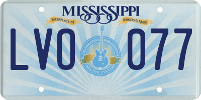 MS license plate LVO077