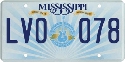 MS license plate LVO078
