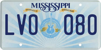 MS license plate LVO080