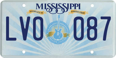 MS license plate LVO087