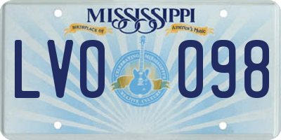 MS license plate LVO098