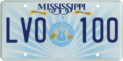 MS license plate LVO100