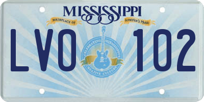 MS license plate LVO102