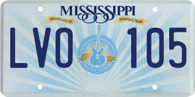 MS license plate LVO105