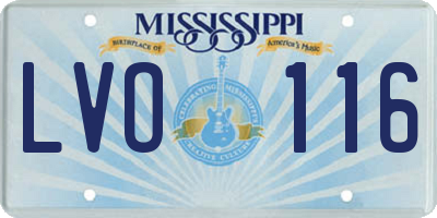 MS license plate LVO116