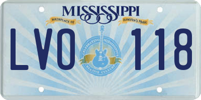 MS license plate LVO118