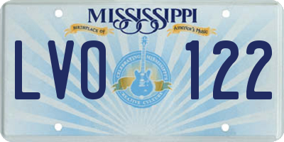 MS license plate LVO122
