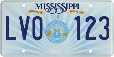 MS license plate LVO123
