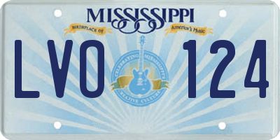 MS license plate LVO124