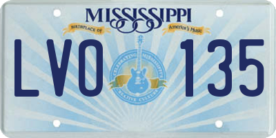MS license plate LVO135