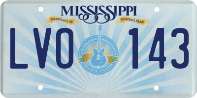 MS license plate LVO143