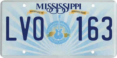 MS license plate LVO163