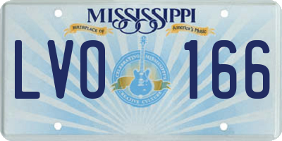 MS license plate LVO166