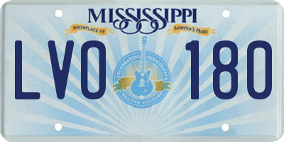 MS license plate LVO180