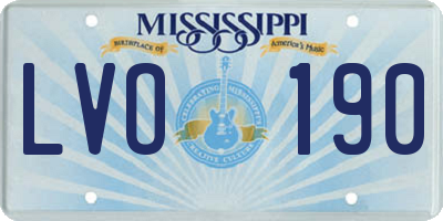 MS license plate LVO190