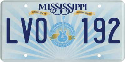 MS license plate LVO192