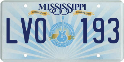 MS license plate LVO193