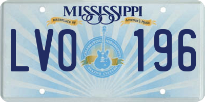 MS license plate LVO196