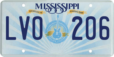 MS license plate LVO206