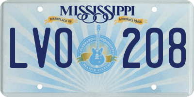 MS license plate LVO208