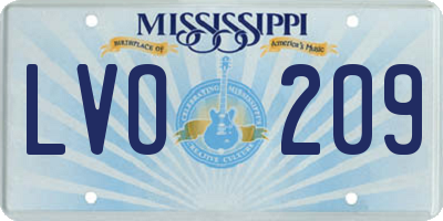 MS license plate LVO209