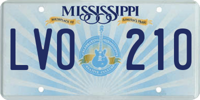 MS license plate LVO210