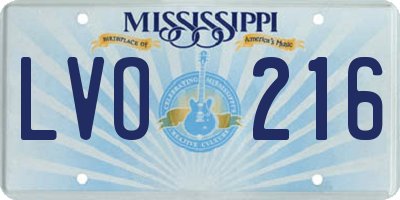 MS license plate LVO216