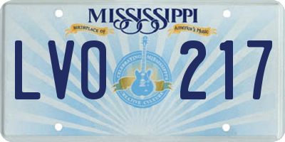 MS license plate LVO217