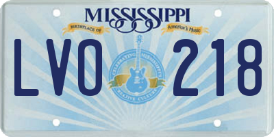 MS license plate LVO218