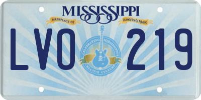 MS license plate LVO219