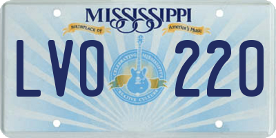 MS license plate LVO220