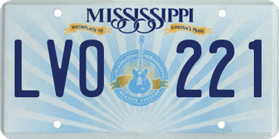 MS license plate LVO221