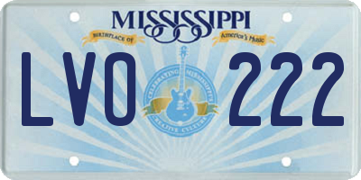 MS license plate LVO222