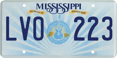 MS license plate LVO223