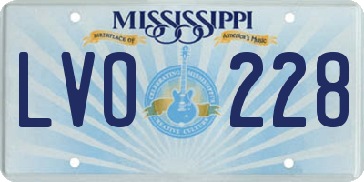 MS license plate LVO228