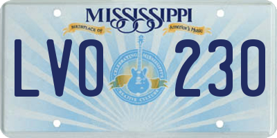 MS license plate LVO230