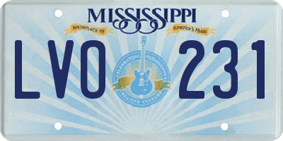 MS license plate LVO231