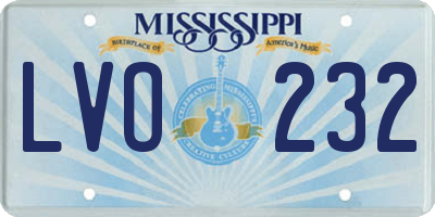 MS license plate LVO232