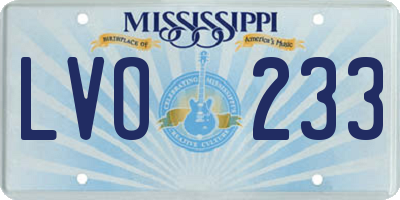 MS license plate LVO233