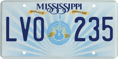 MS license plate LVO235