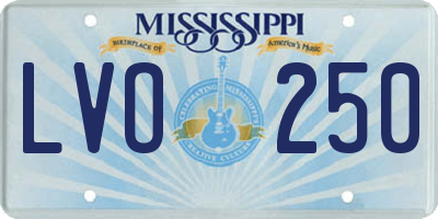 MS license plate LVO250